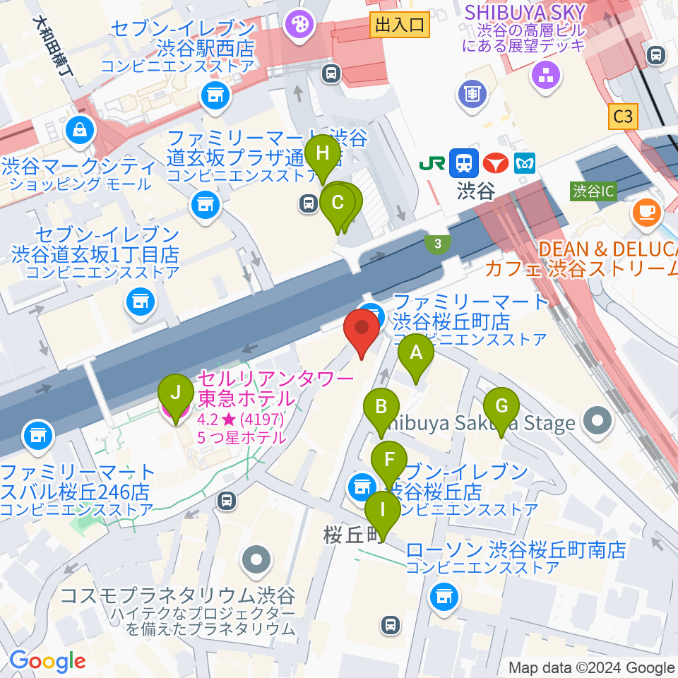 スタジオペンタ渋谷シティサイド周辺の駐車場・コインパーキング一覧地図