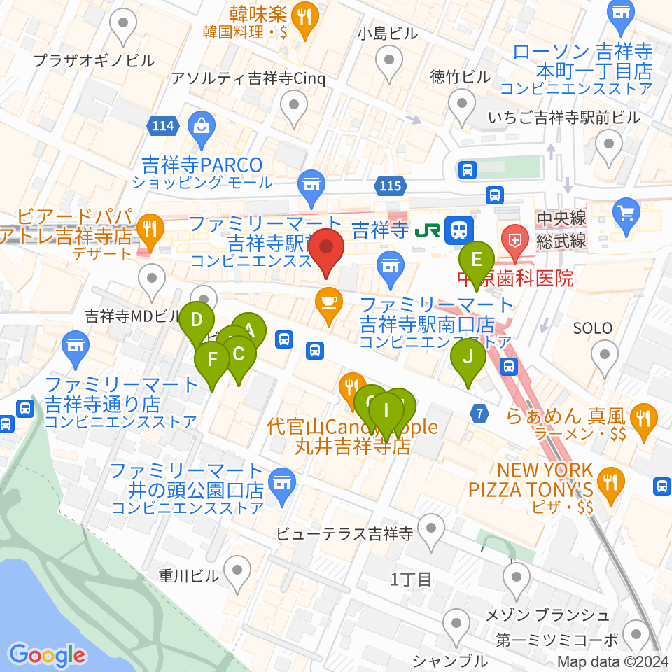 スタジオペンタ吉祥寺サウスサイド周辺の駐車場・コインパーキング一覧地図