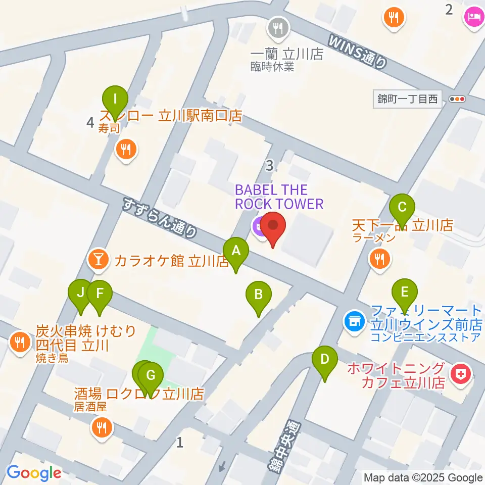スタジオペンタ立川 II周辺の駐車場・コインパーキング一覧地図