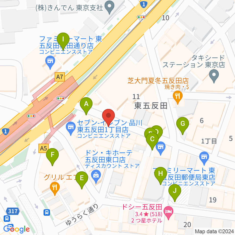 スタジオペンタ五反田店周辺の駐車場・コインパーキング一覧地図