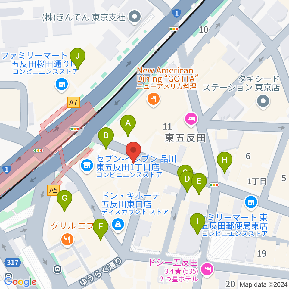 スタジオペンタ五反田店周辺の駐車場・コインパーキング一覧地図