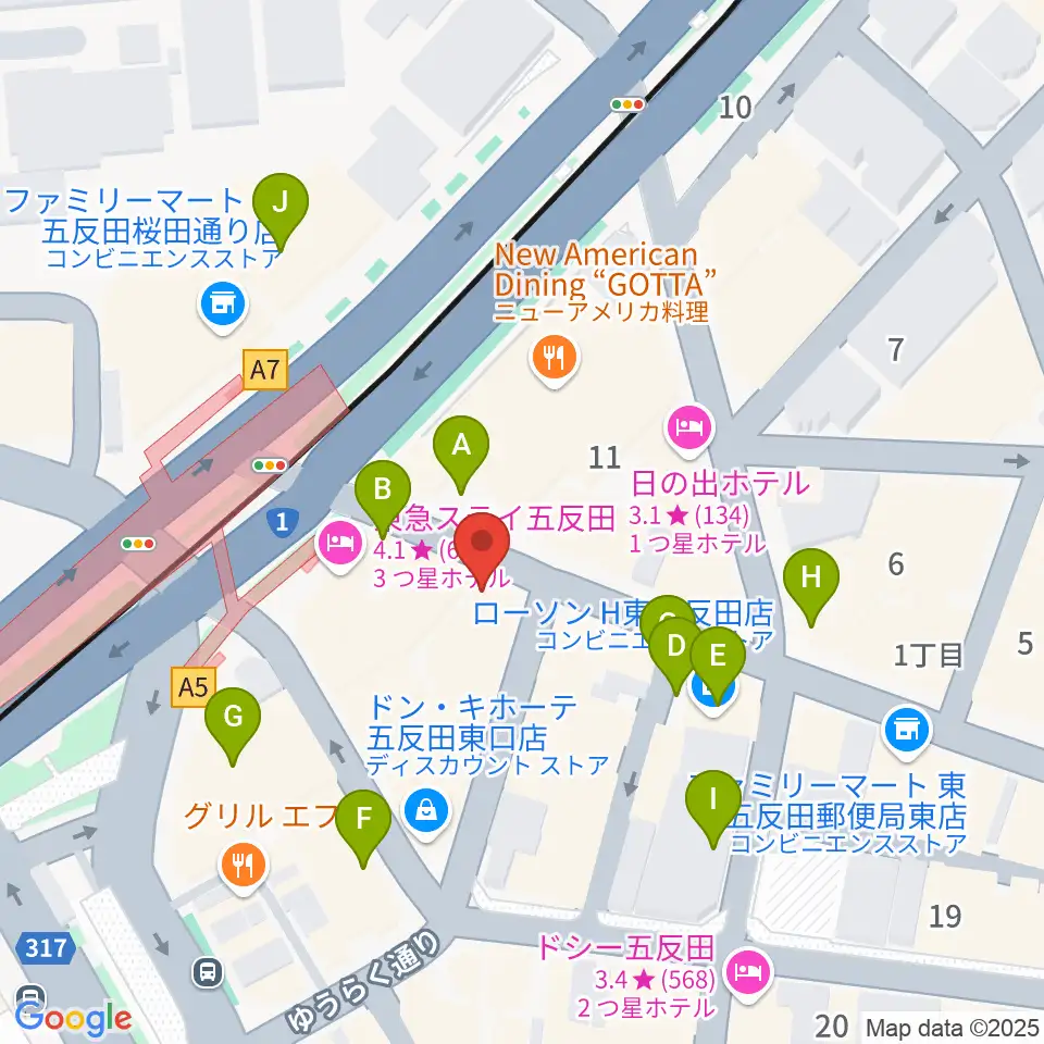 スタジオペンタ五反田店周辺の駐車場・コインパーキング一覧地図