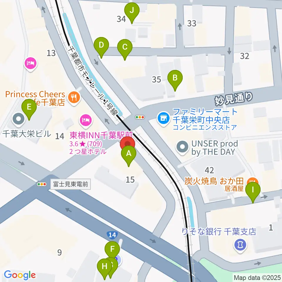 スタジオペンタ千葉 II周辺の駐車場・コインパーキング一覧地図