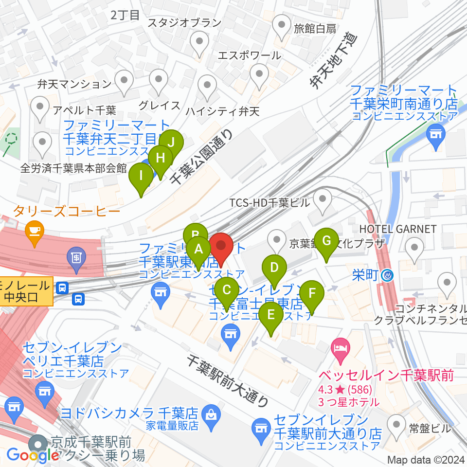 スタジオペンタ千葉駅前店周辺の駐車場・コインパーキング一覧地図