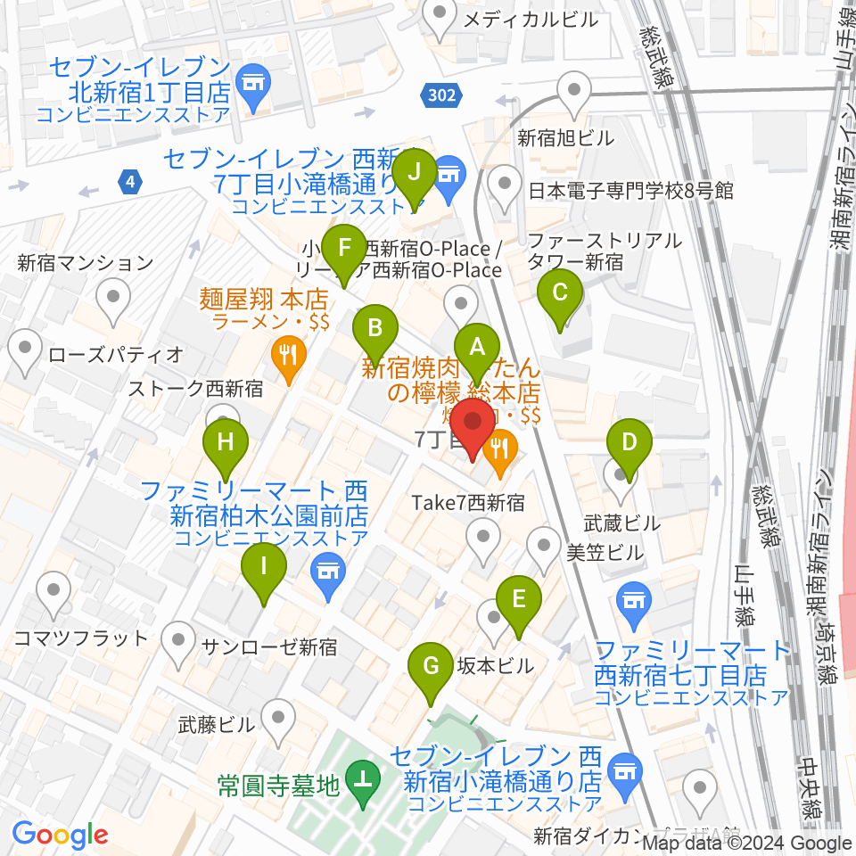 スタジオノード新宿周辺の駐車場・コインパーキング一覧地図