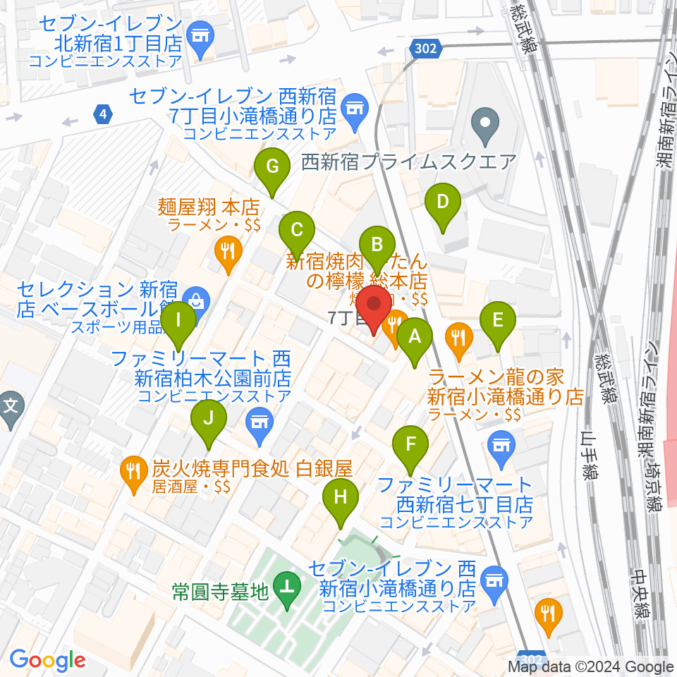 スタジオノード新宿周辺の駐車場・コインパーキング一覧地図