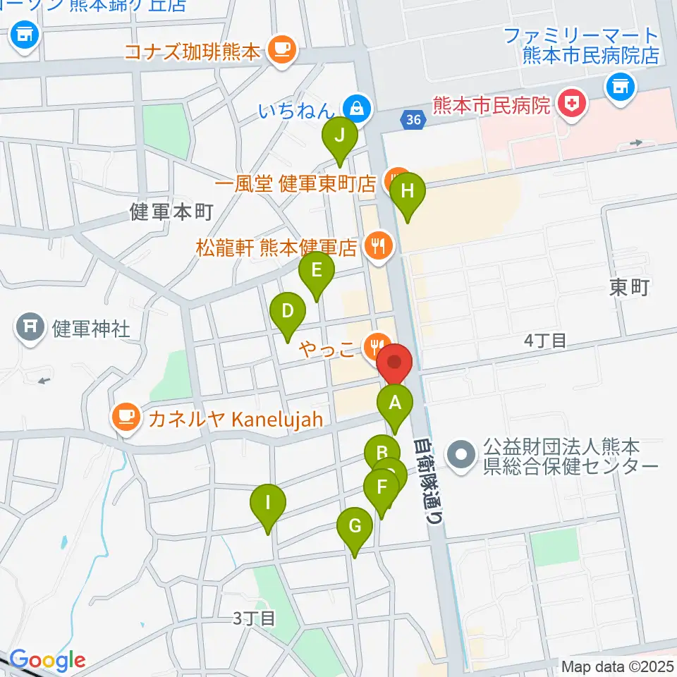 有明楽器 ピアノサービス熊本周辺の駐車場・コインパーキング一覧地図
