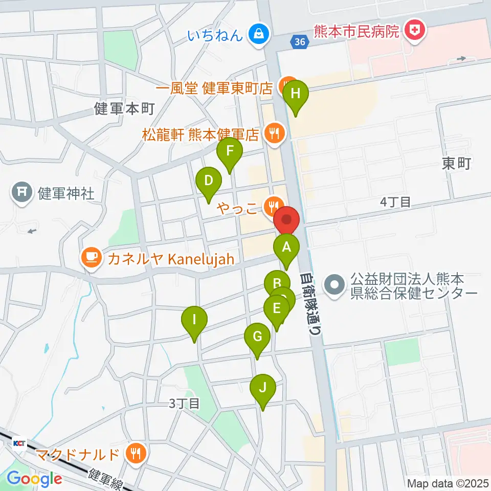 有明楽器 ピアノサービス熊本周辺の駐車場・コインパーキング一覧地図