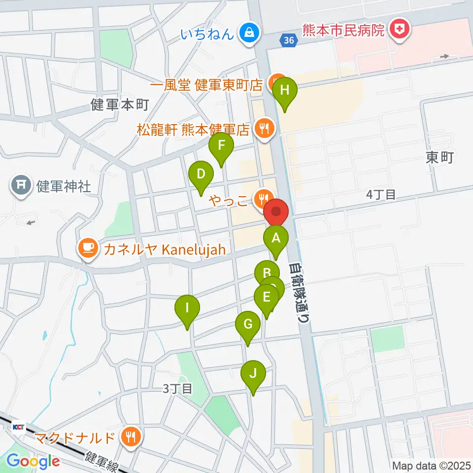 有明楽器 ピアノサービス熊本周辺の駐車場・コインパーキング一覧地図