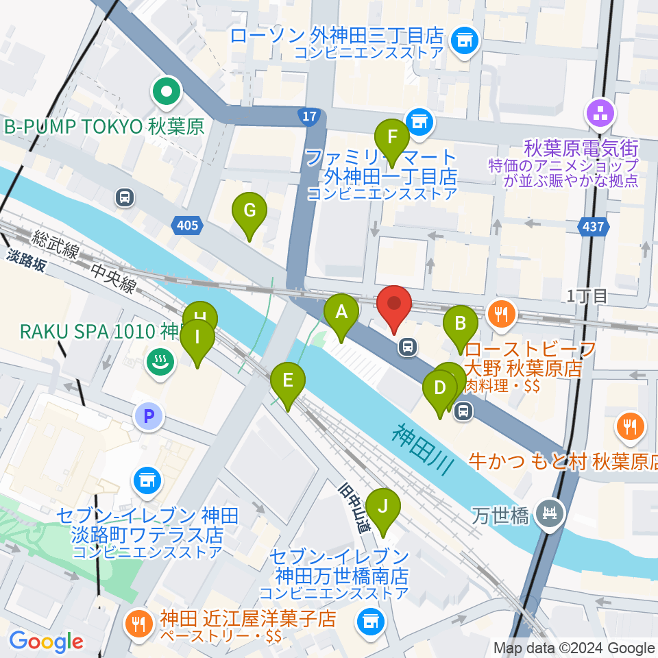 スタジオ音楽館 アキバ周辺の駐車場・コインパーキング一覧地図