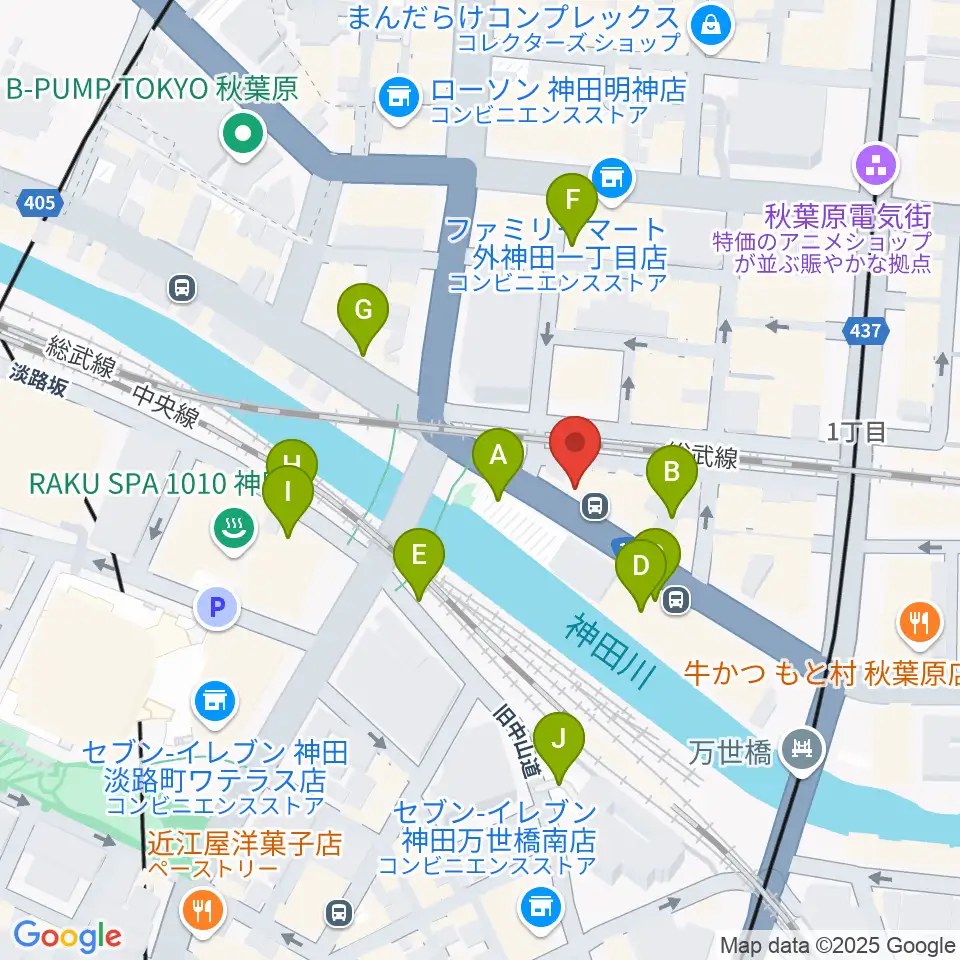 スタジオ音楽館 アキバ周辺の駐車場・コインパーキング一覧地図