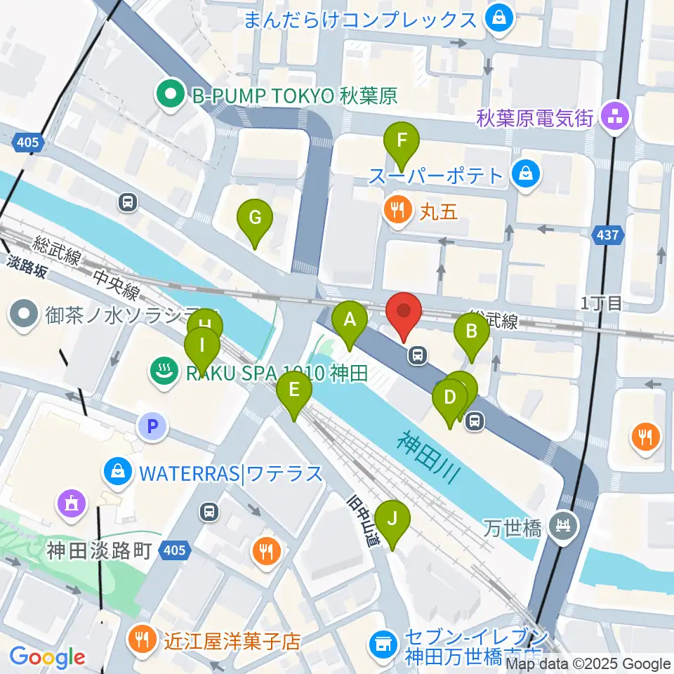 スタジオ音楽館 アキバ周辺の駐車場・コインパーキング一覧地図