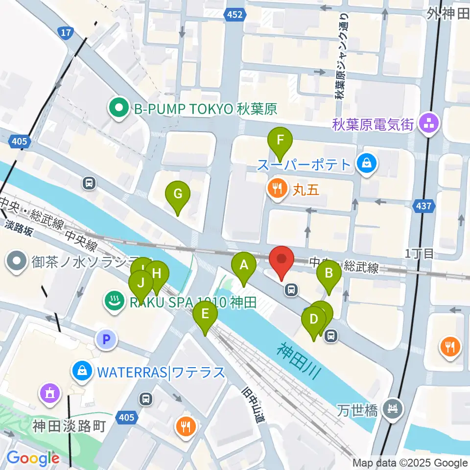 スタジオ音楽館 アキバ周辺の駐車場・コインパーキング一覧地図