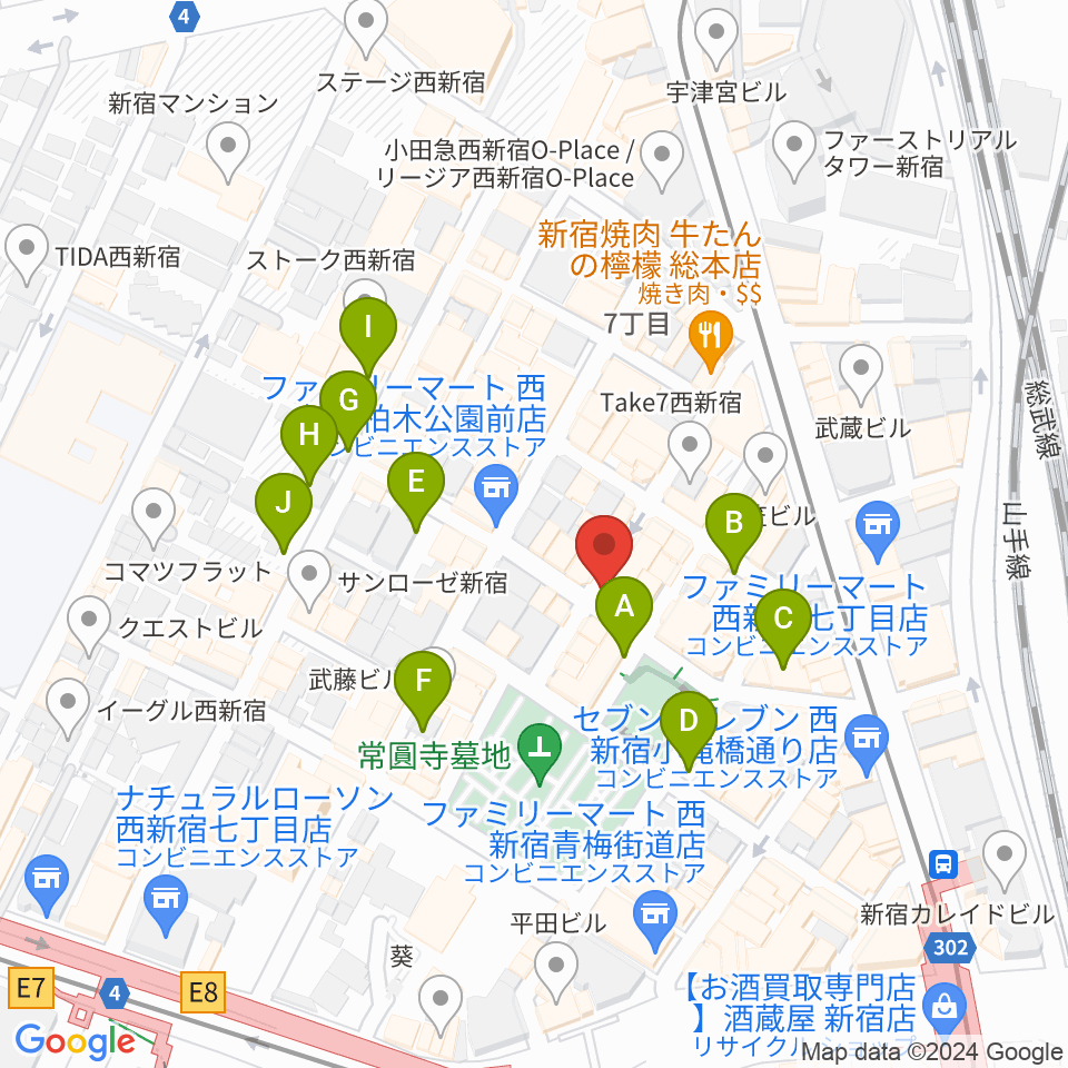 スタジオ音楽館 新宿西口店周辺の駐車場・コインパーキング一覧地図
