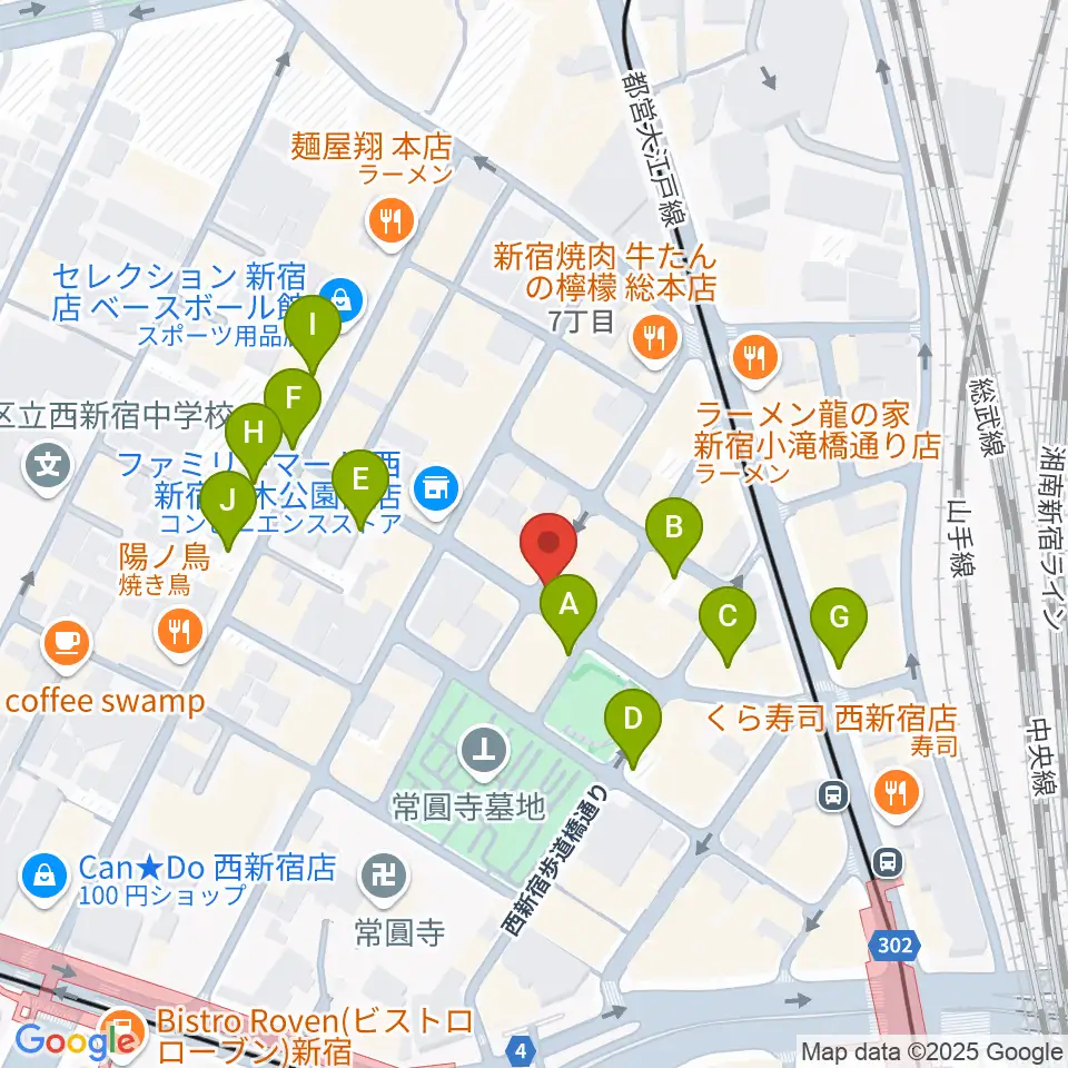 スタジオ音楽館 新宿西口店周辺の駐車場・コインパーキング一覧地図