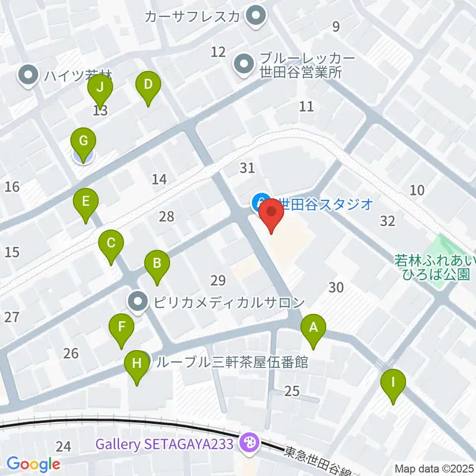 世田谷スタジオ周辺の駐車場・コインパーキング一覧地図
