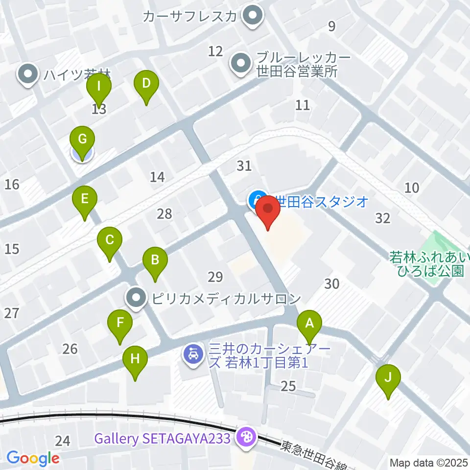 世田谷スタジオ周辺の駐車場・コインパーキング一覧地図