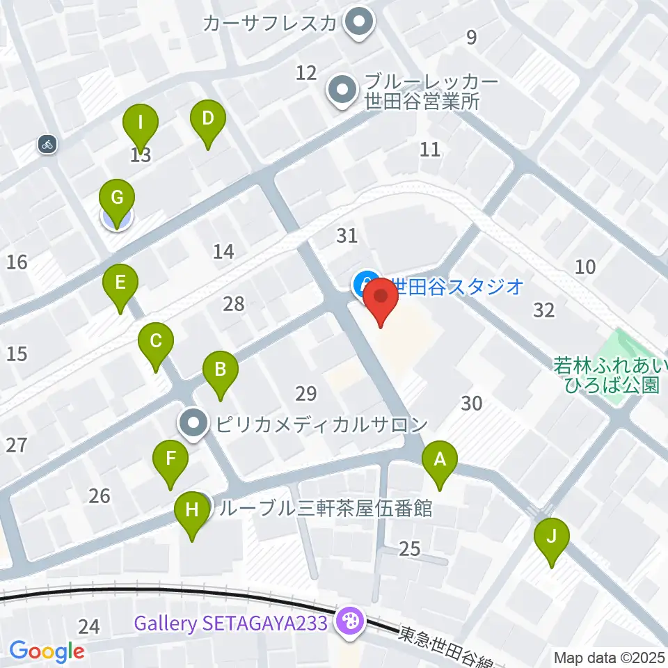 世田谷スタジオ周辺の駐車場・コインパーキング一覧地図
