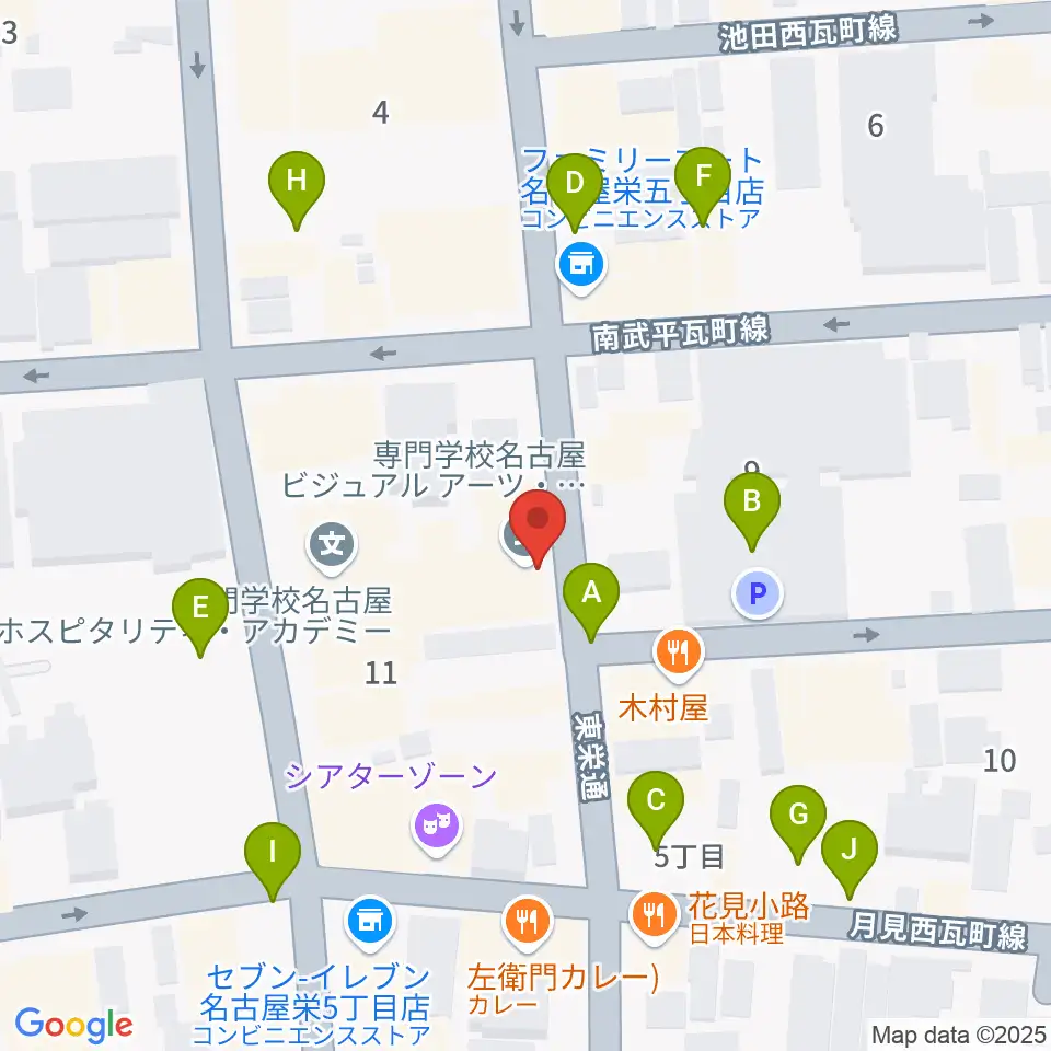名古屋ビジュアルアーツ・アカデミー周辺の駐車場・コインパーキング一覧地図
