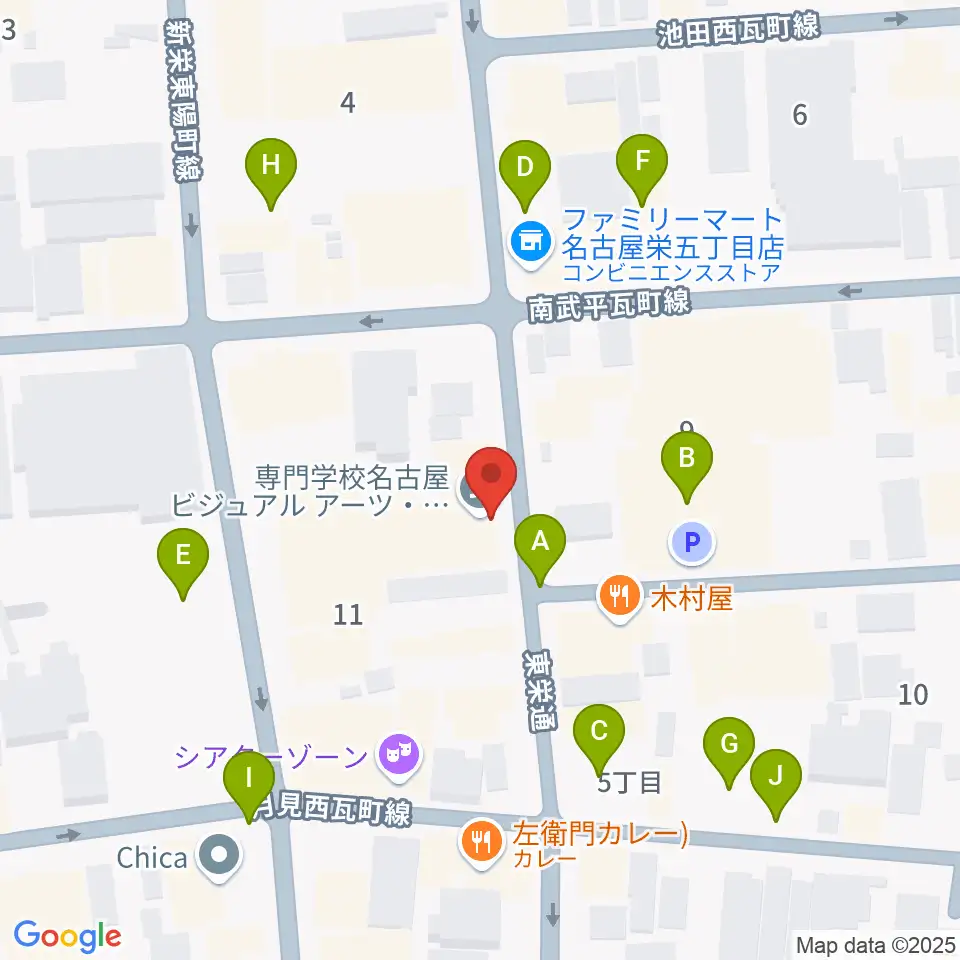 名古屋ビジュアルアーツ・アカデミー周辺の駐車場・コインパーキング一覧地図
