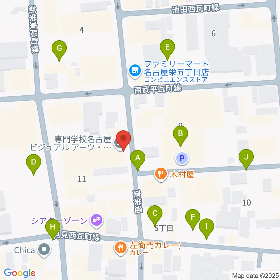 名古屋ビジュアルアーツ・アカデミー周辺の駐車場・コインパーキング一覧地図