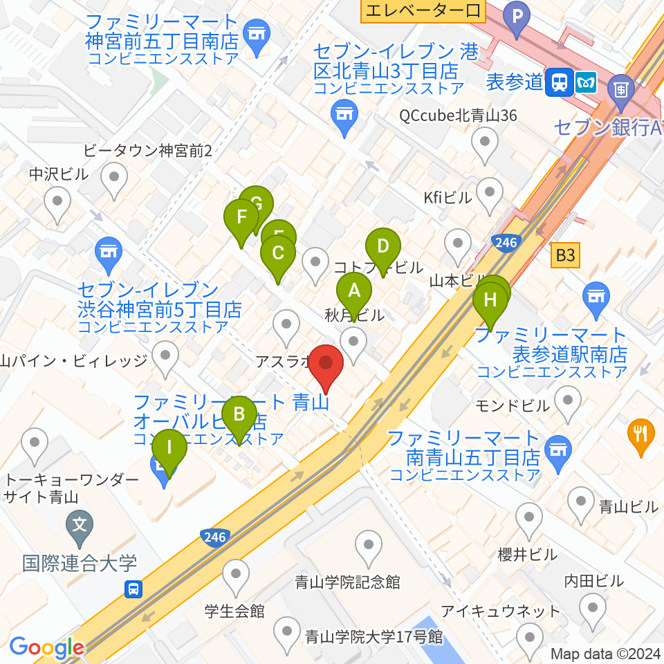 カワイミュージックスクール青山周辺の駐車場・コインパーキング一覧地図