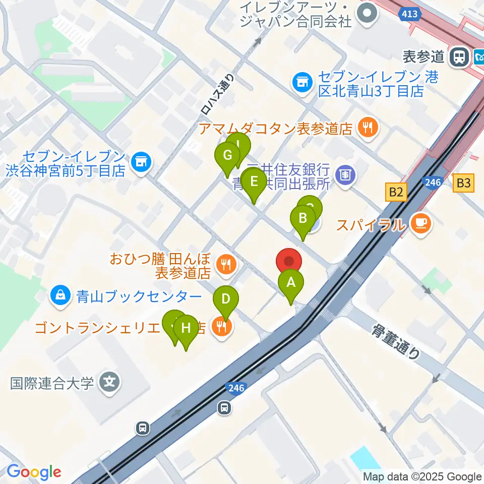 カワイミュージックスクール青山周辺の駐車場・コインパーキング一覧地図