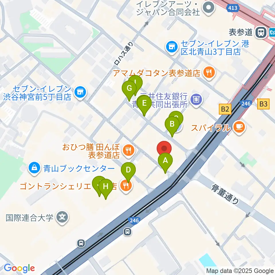 カワイミュージックスクール青山周辺の駐車場・コインパーキング一覧地図
