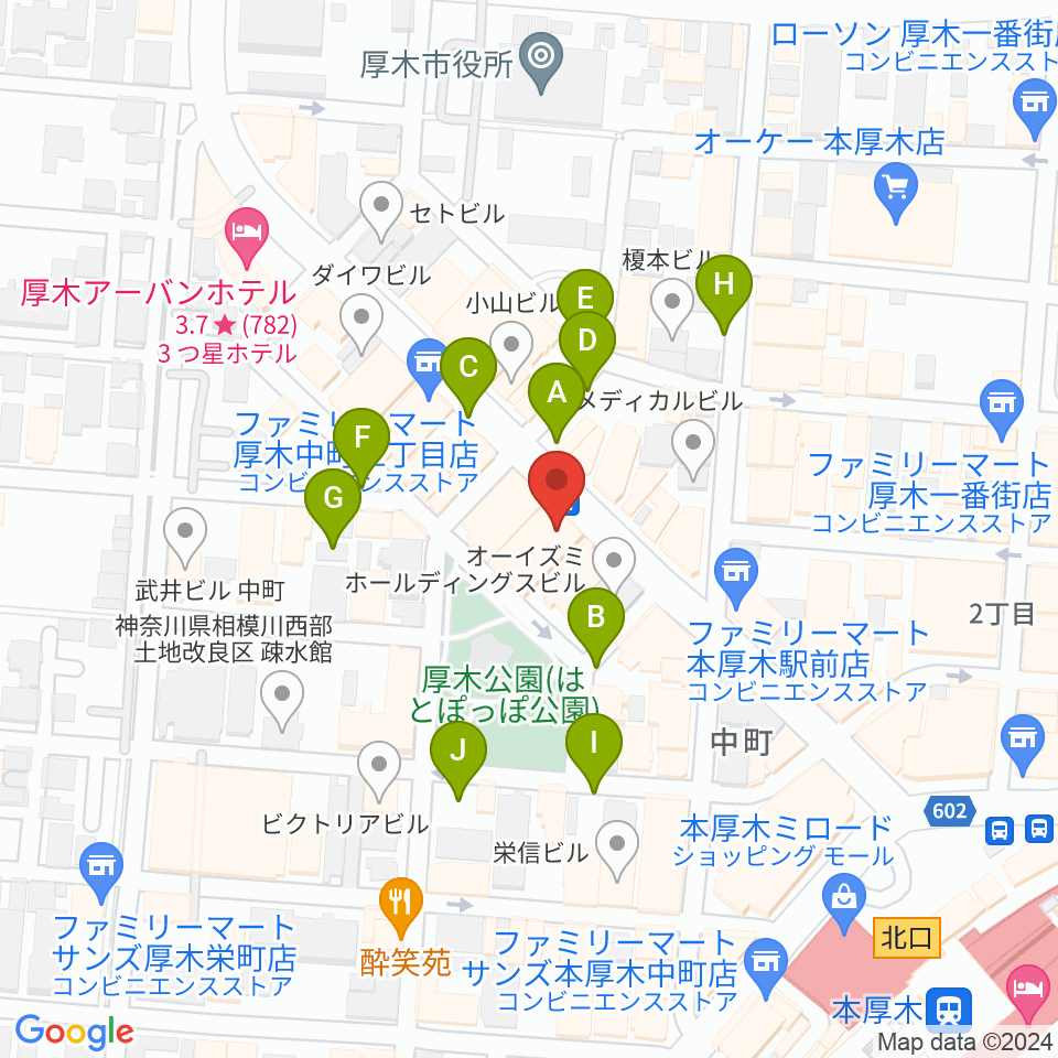 クラウドナインスタジオ 本厚木店周辺の駐車場・コインパーキング一覧地図