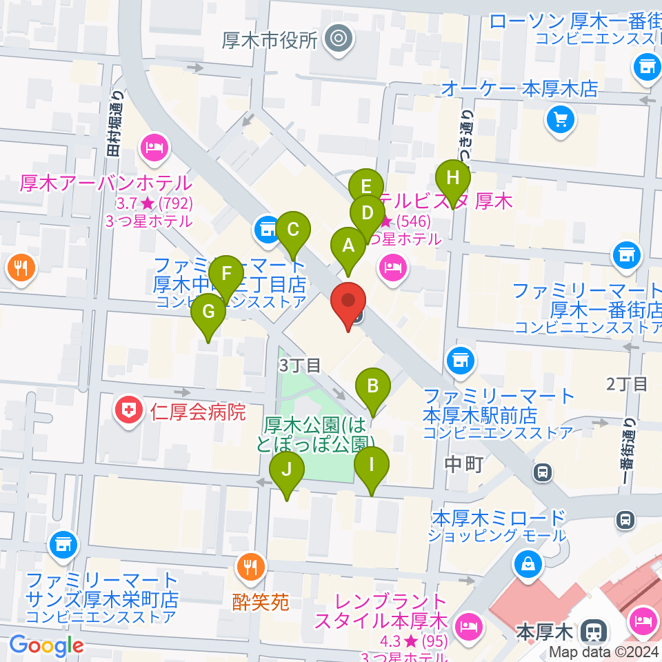 クラウドナインスタジオ 本厚木店周辺の駐車場・コインパーキング一覧地図