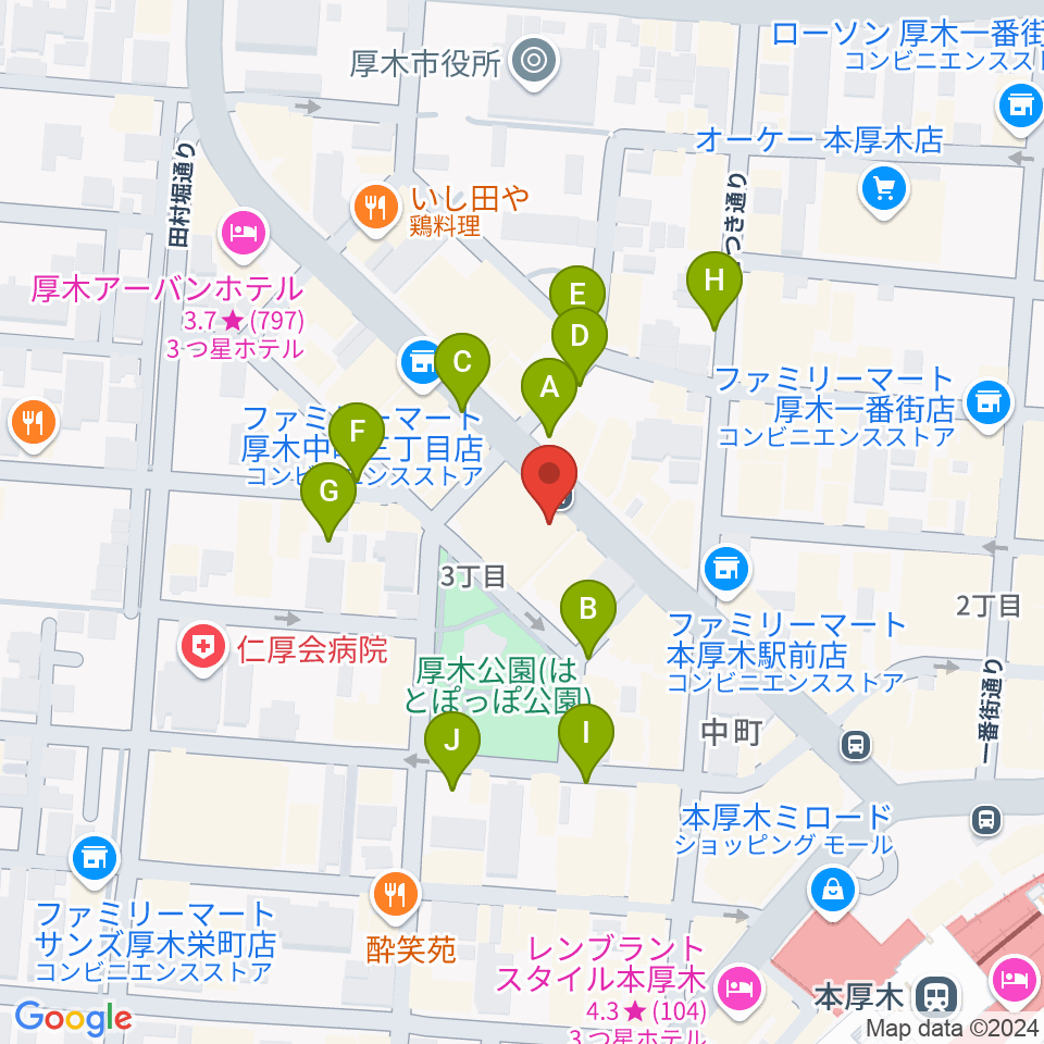 クラウドナインスタジオ 本厚木店周辺の駐車場・コインパーキング一覧地図