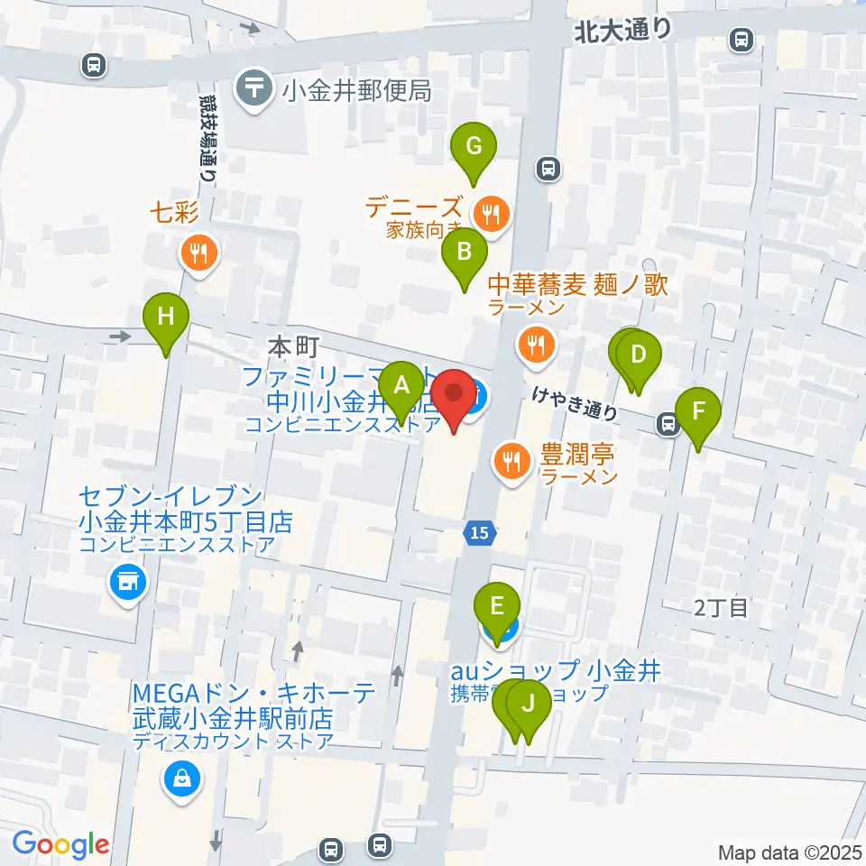 宮地楽器 小金井ANNEX周辺の駐車場・コインパーキング一覧地図