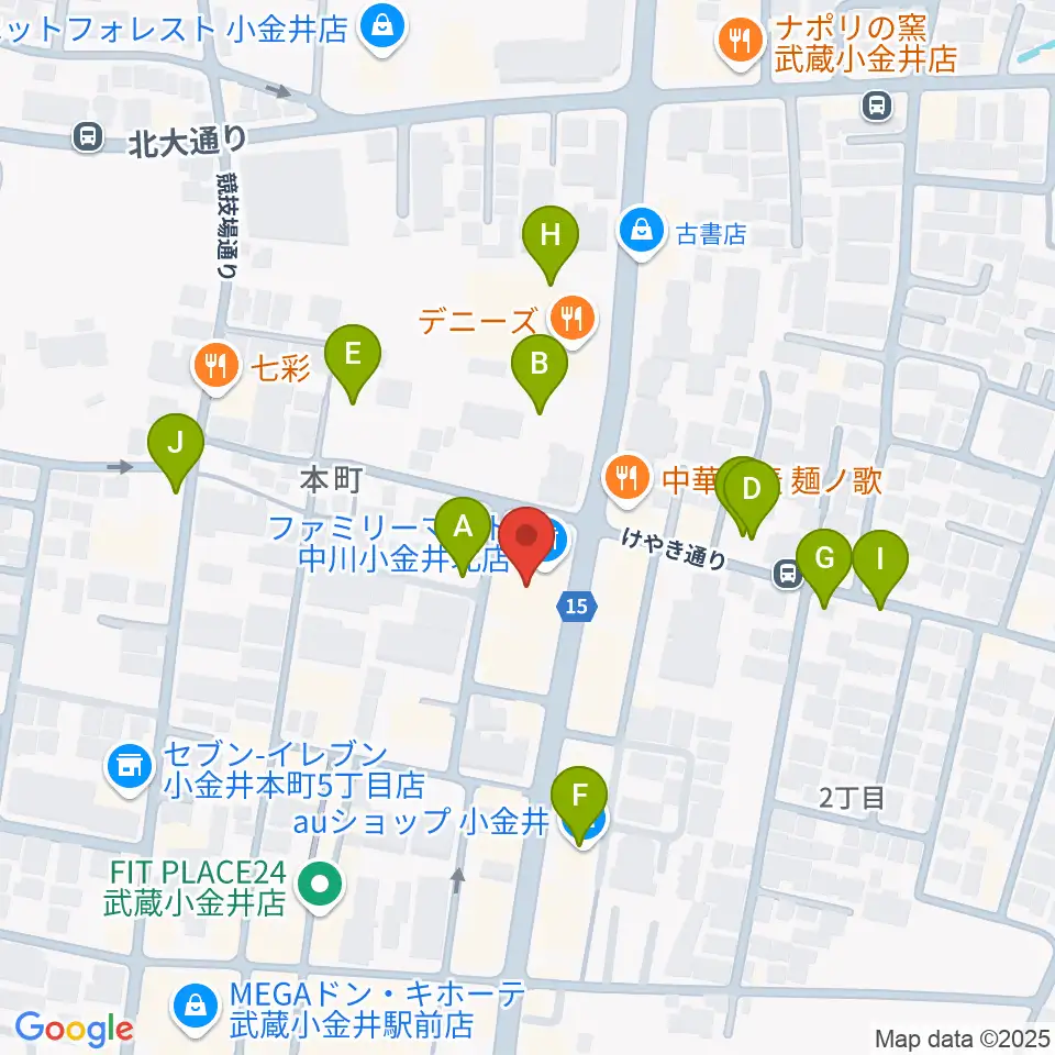 宮地楽器 小金井ANNEX周辺の駐車場・コインパーキング一覧地図