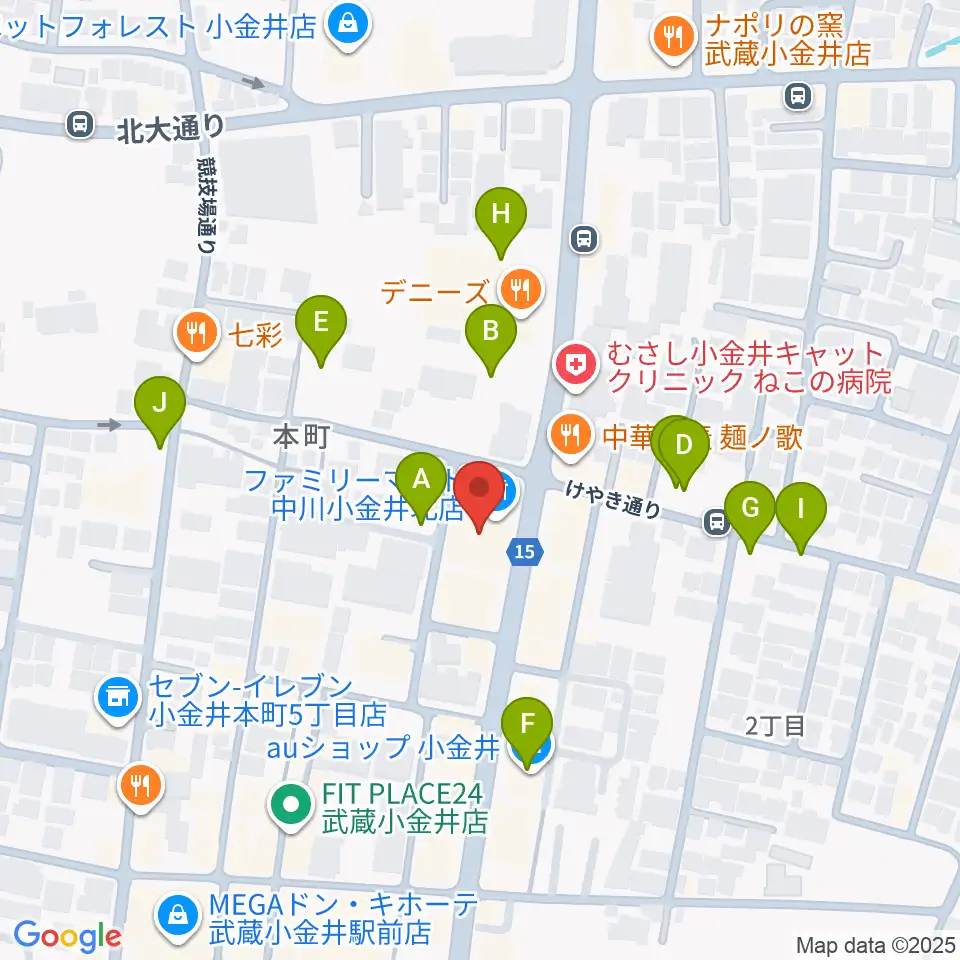 宮地楽器 小金井ANNEX周辺の駐車場・コインパーキング一覧地図