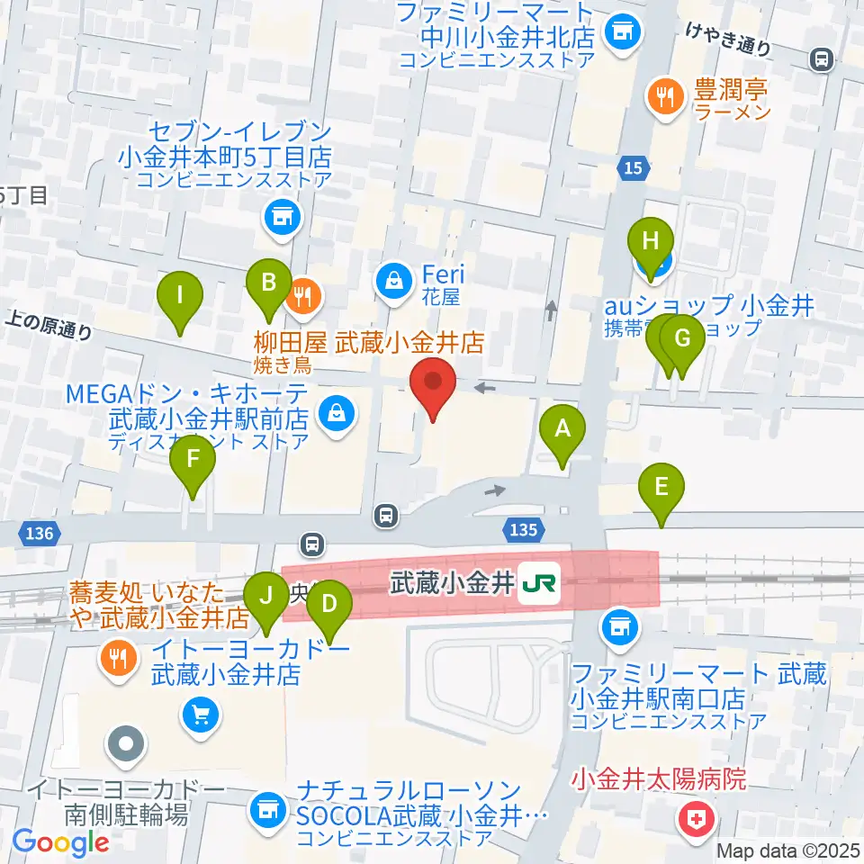 宮地楽器 ミュージックスクエア小金井周辺の駐車場・コインパーキング一覧地図