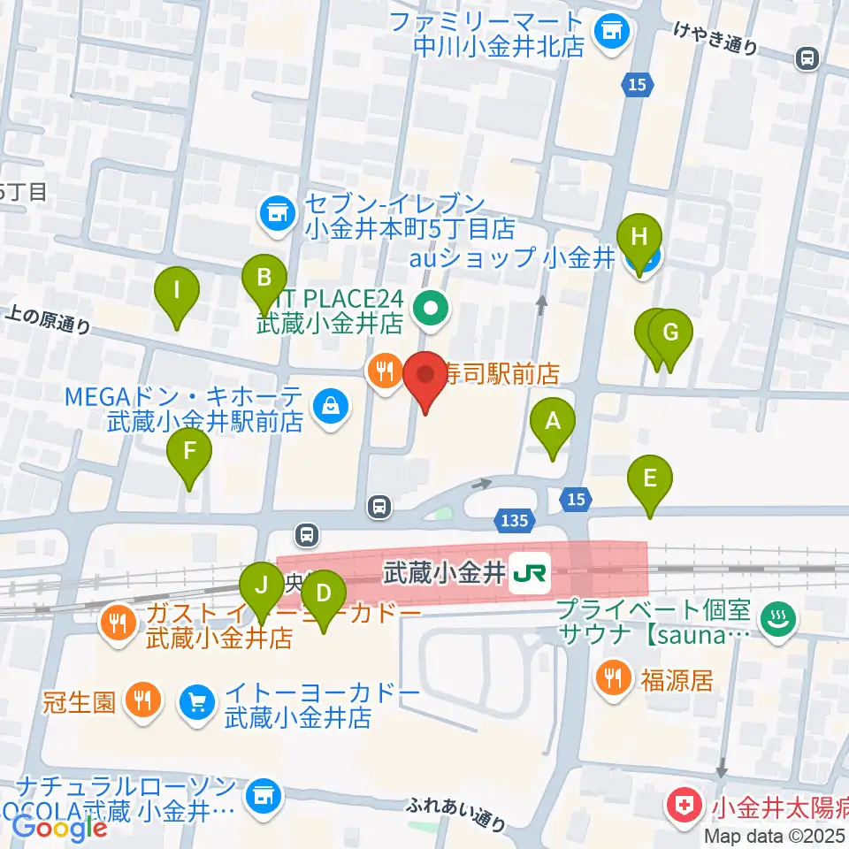 宮地楽器 ミュージックスクエア小金井周辺の駐車場・コインパーキング一覧地図