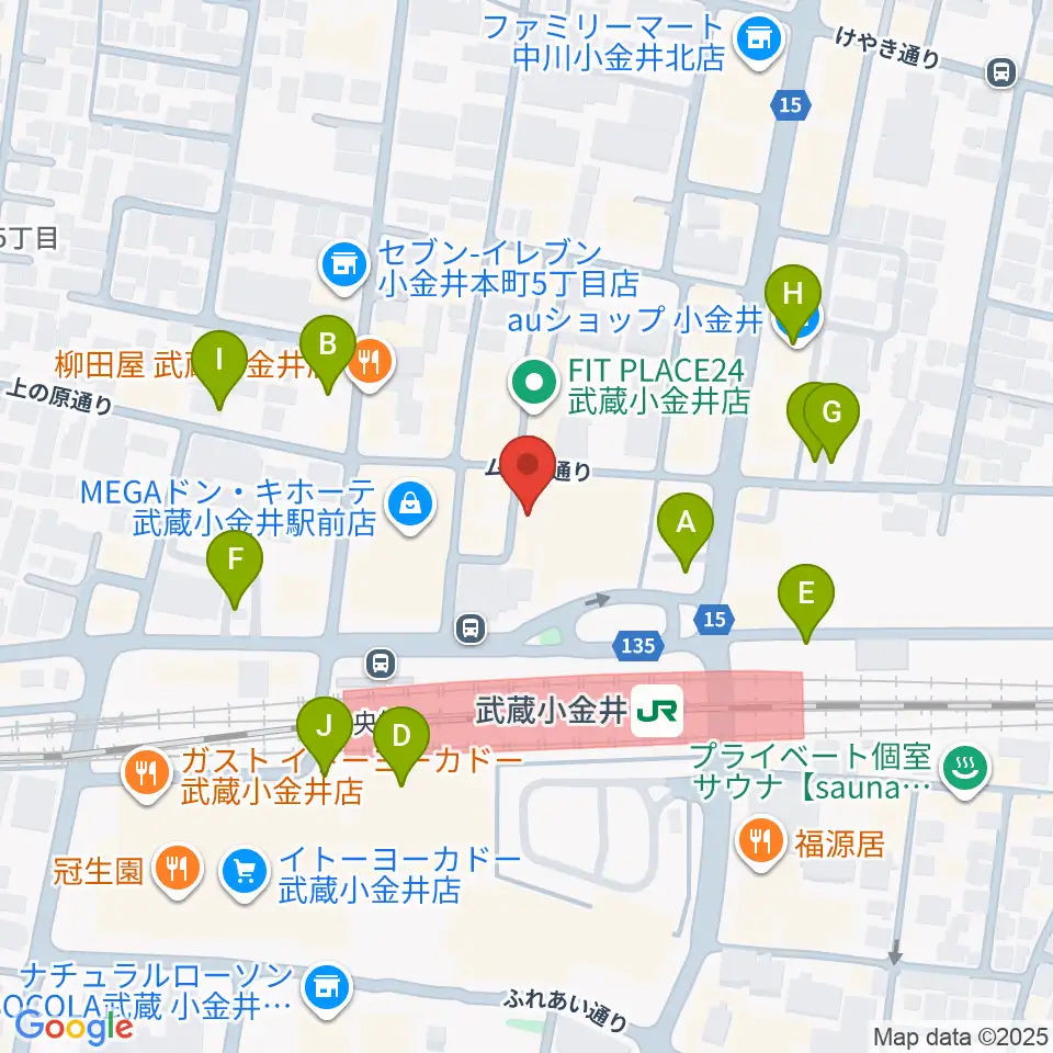 宮地楽器 ミュージックスクエア小金井周辺の駐車場・コインパーキング一覧地図