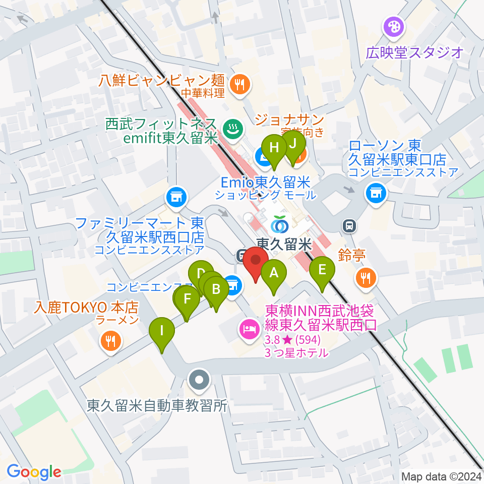 宮地楽器 東久留米センター周辺の駐車場・コインパーキング一覧地図