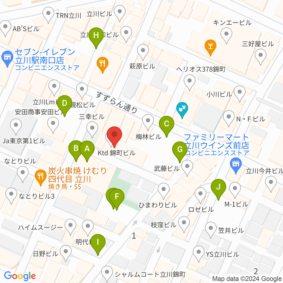 サウンドスタジオブルームーン立川店周辺の駐車場・コインパーキング一覧地図