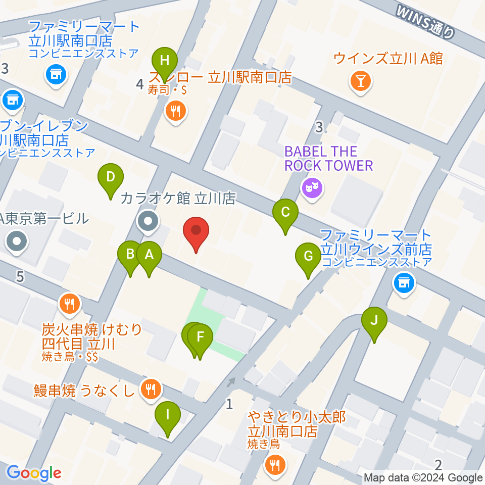 サウンドスタジオブルームーン立川店周辺の駐車場・コインパーキング一覧地図