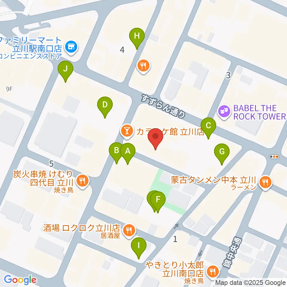 サウンドスタジオブルームーン立川店周辺の駐車場・コインパーキング一覧地図