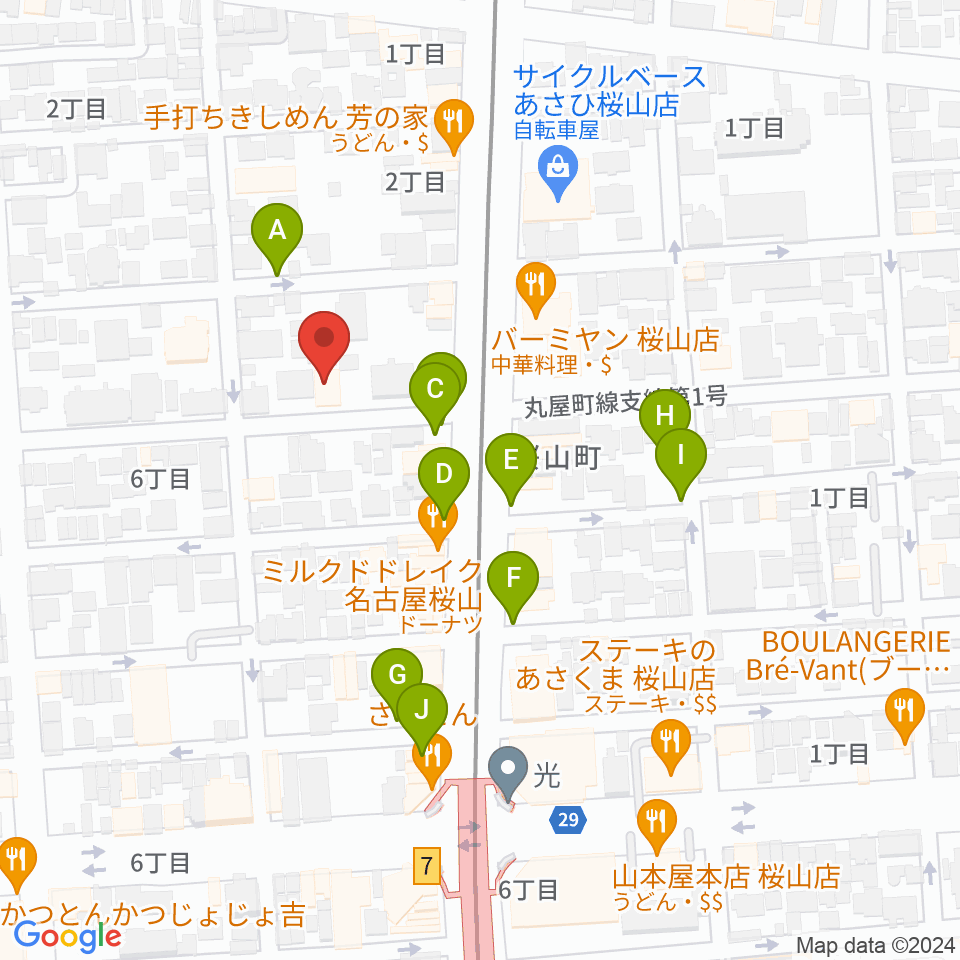 愛曲楽器 桜山本店周辺の駐車場・コインパーキング一覧地図