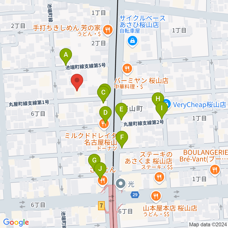 愛曲楽器 桜山本店周辺の駐車場・コインパーキング一覧地図