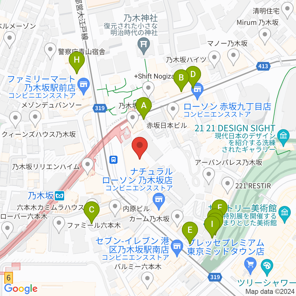 ソニー・ミュージックスタジオ周辺の駐車場・コインパーキング一覧地図