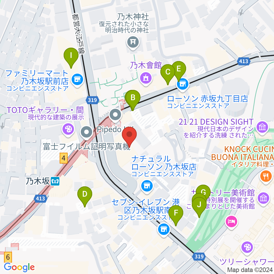 ソニー・ミュージックスタジオ周辺の駐車場・コインパーキング一覧地図