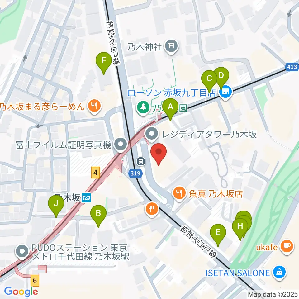 ソニー・ミュージックスタジオ周辺の駐車場・コインパーキング一覧地図