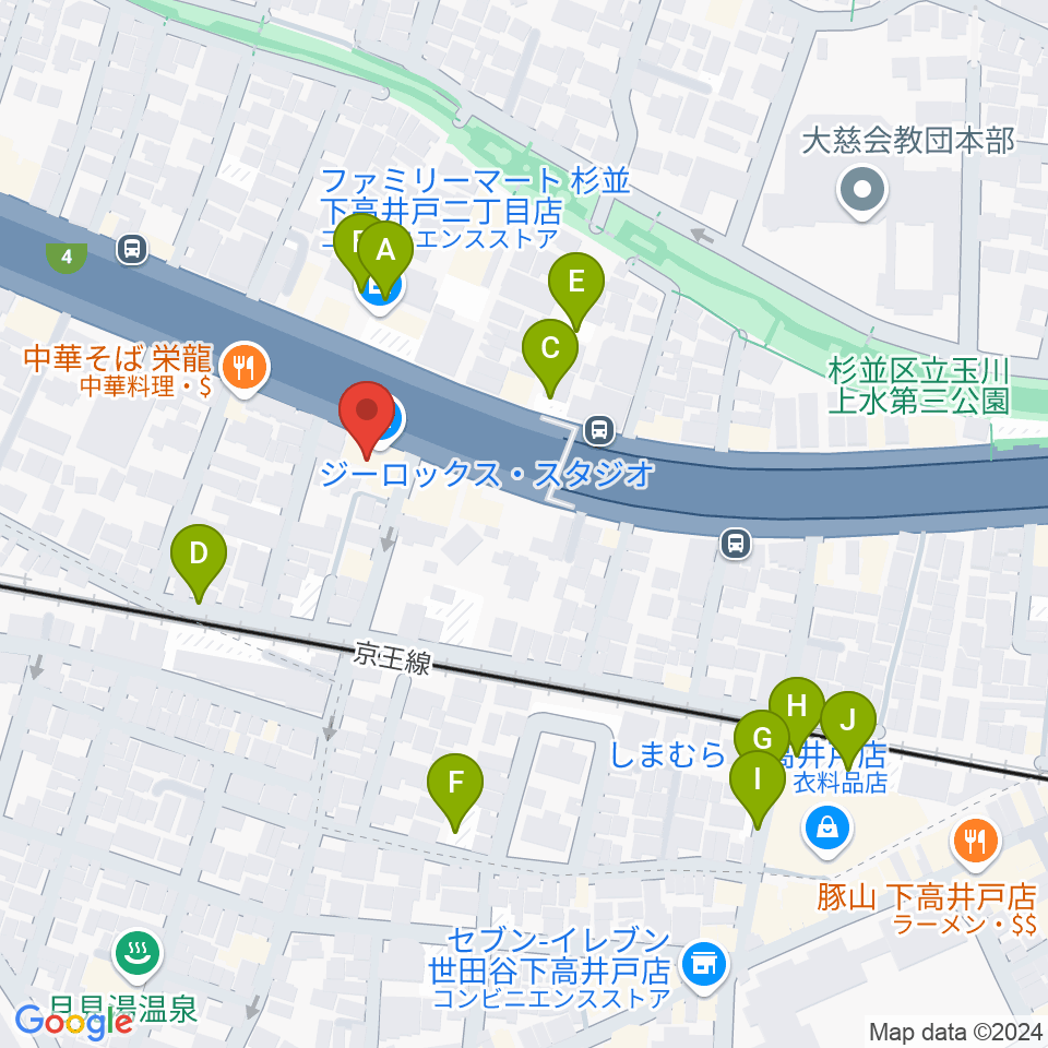 G-ROKSスタジオ周辺の駐車場・コインパーキング一覧地図