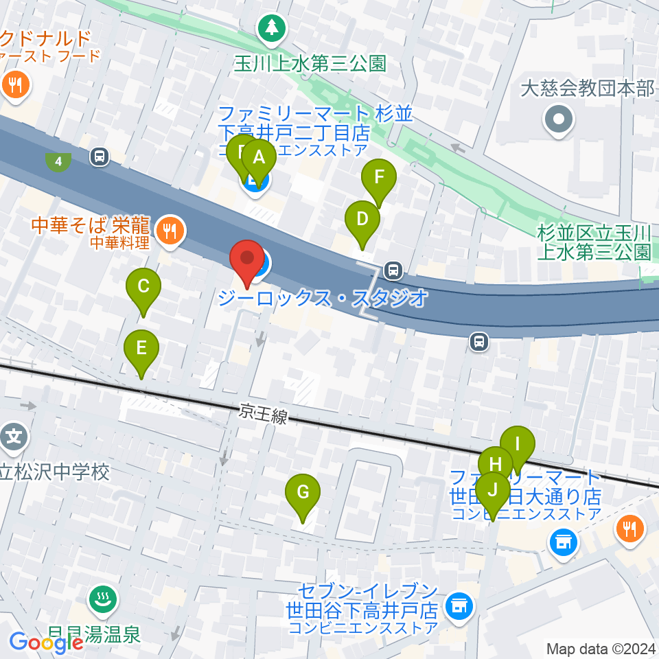 G-ROKSスタジオ周辺の駐車場・コインパーキング一覧地図