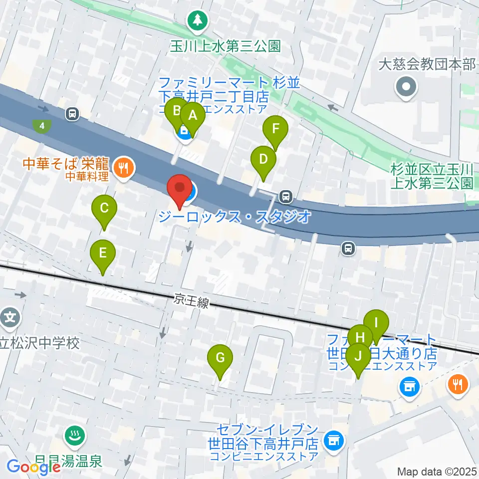 G-ROKSスタジオ周辺の駐車場・コインパーキング一覧地図