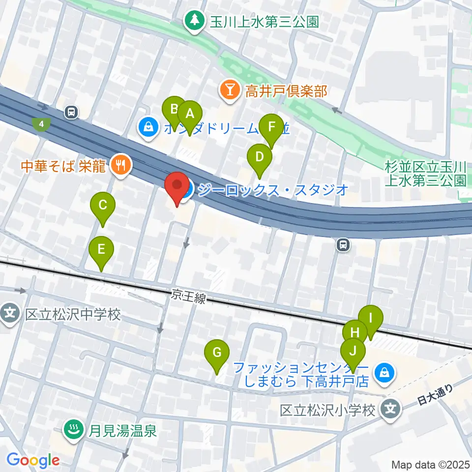 G-ROKSスタジオ周辺の駐車場・コインパーキング一覧地図